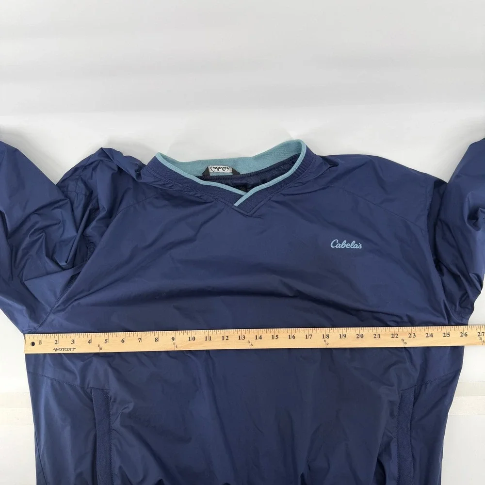 Cabelas‎ Mens XL Pullover Windbreaker Jacket Blue V Neck Long Sleeve Gorpcore
